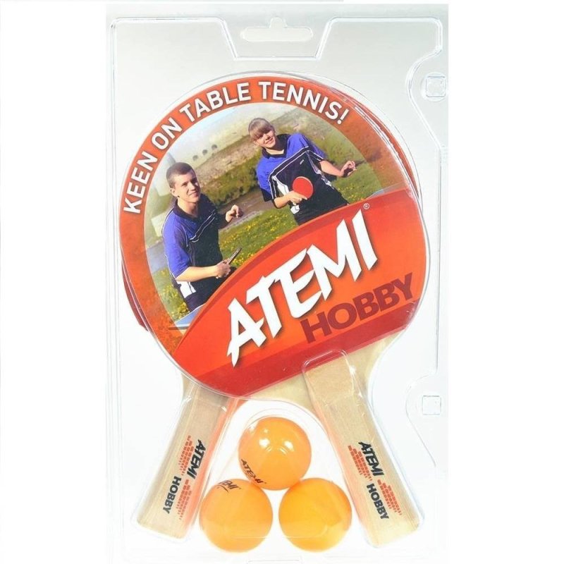zestaw do tenisa stołowego ATEMI HOBBY (2szt rakietki + 3piłeczki)